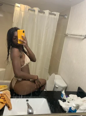 Dark skin girl with creamy panties