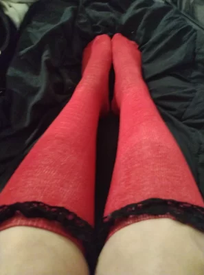 Used Sexy Red & Black LaceKnee Highs